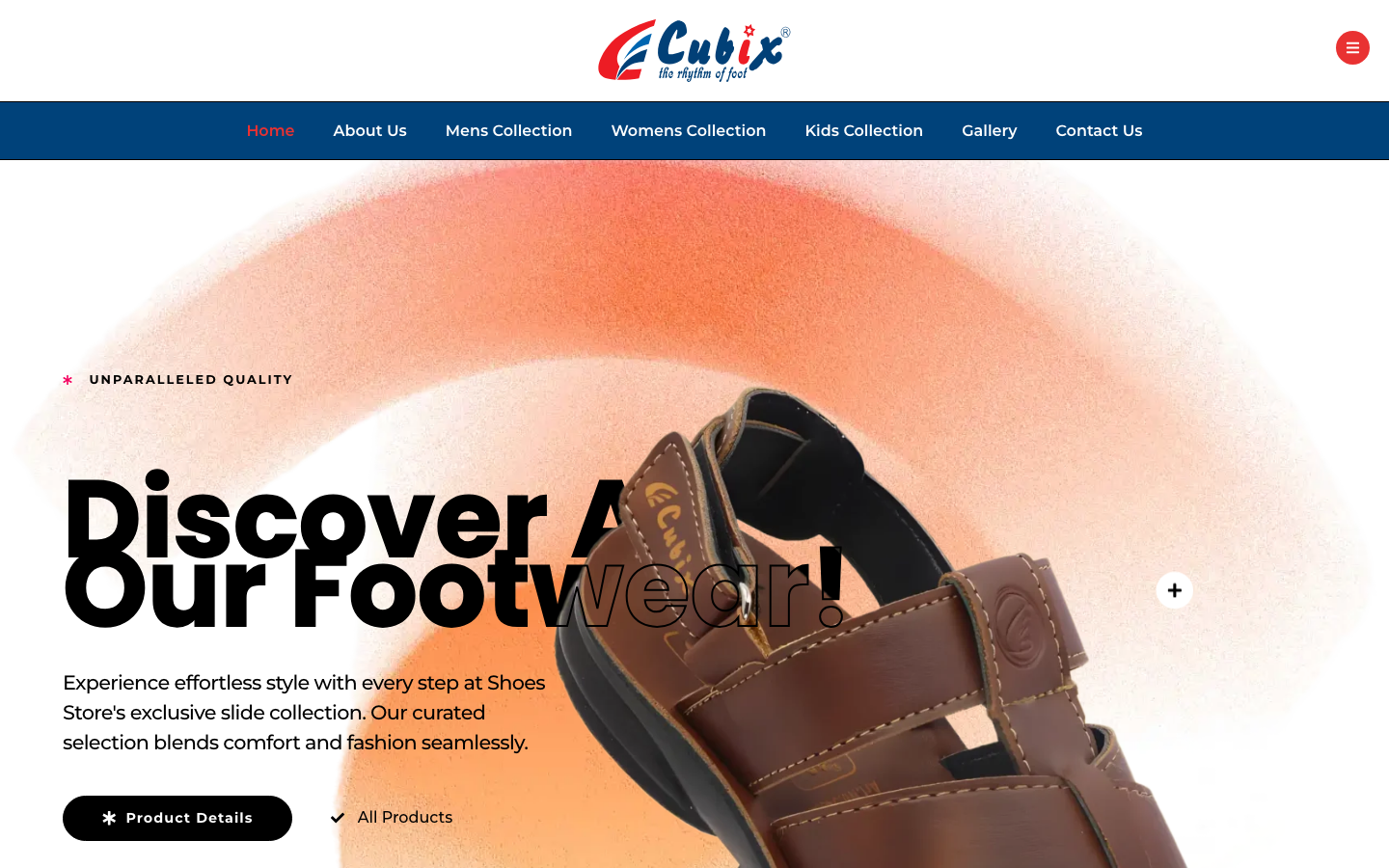 Cubix Footwears — live site screenshot
