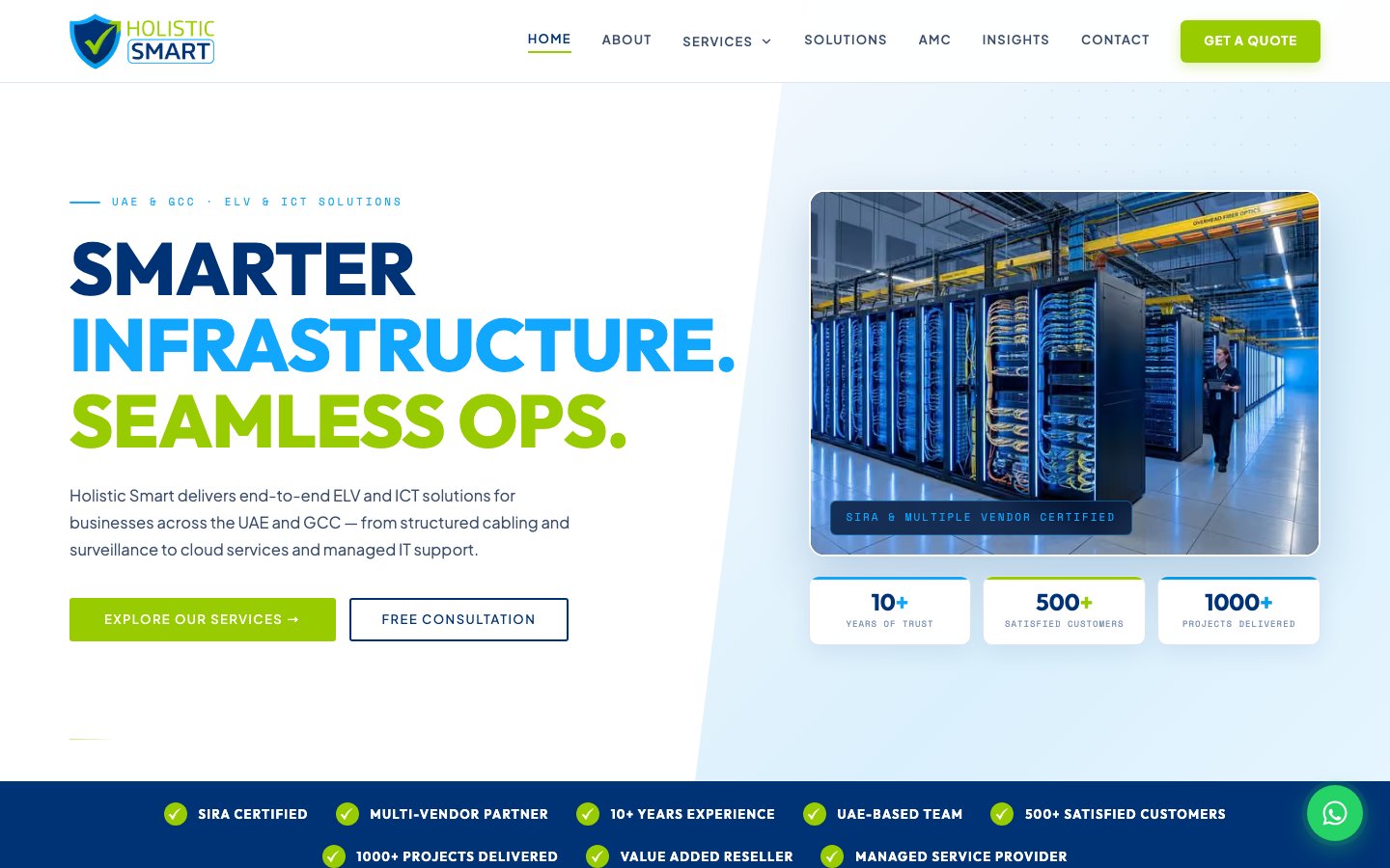 Holistic Smart Contracting LLC — Enterprise ELV Contracting · ICT Infrastructure · Dubai & GCC web project screenshot by Adam Apps